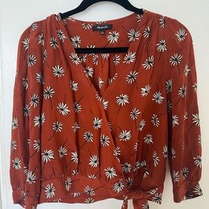 Women's Floral Silk Wrap - Rust